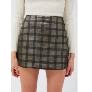 NWT Urban Outfitters Gold and Black Plaid Mini Skirt